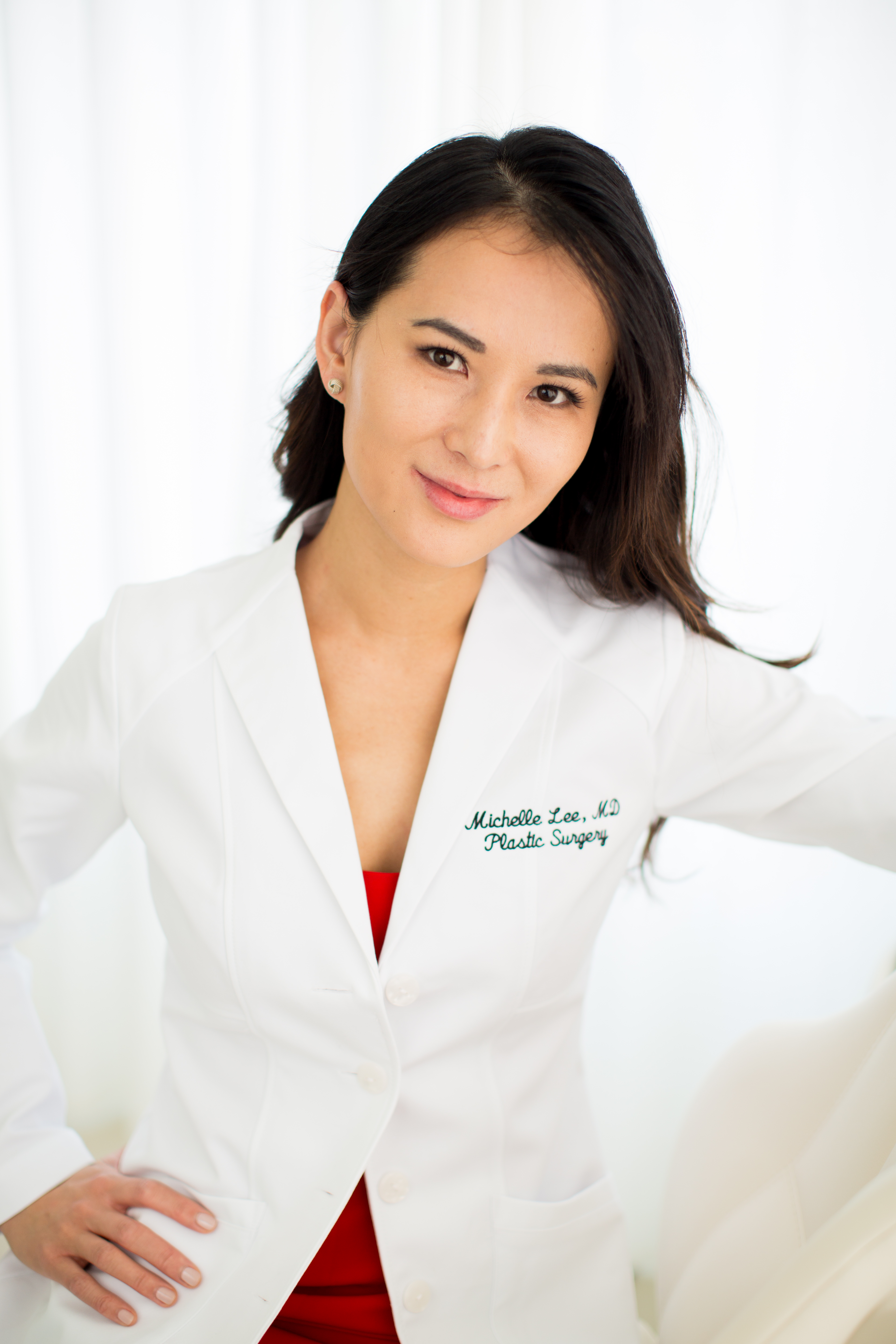 Dr. Michelle Lee in her doctor's coat