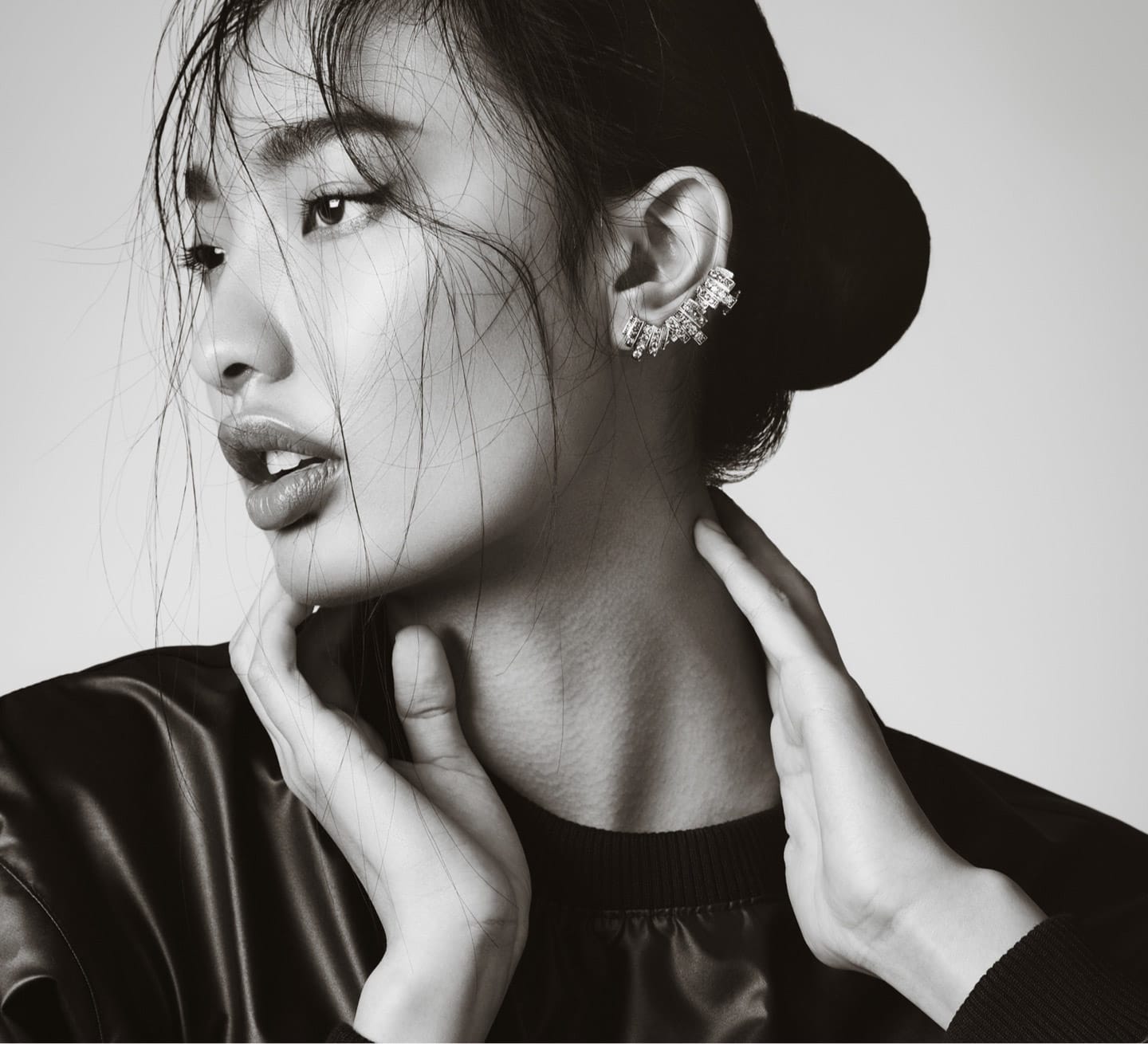 woman with earrings on