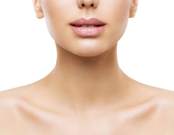 closeup of woman's lower face and neck