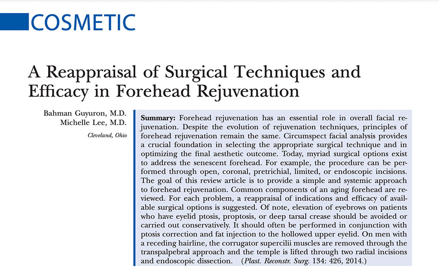 Article on Forehead Rejuvenation